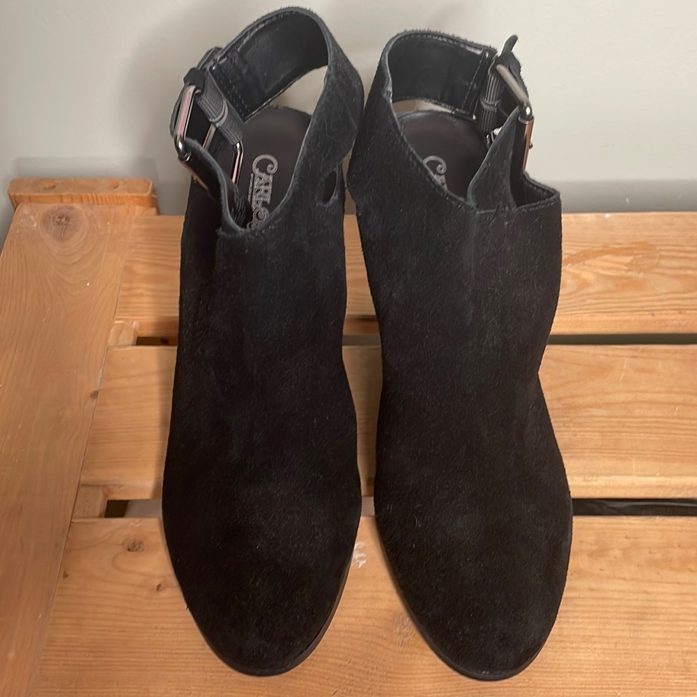 Open Heel Strap Booties - Black